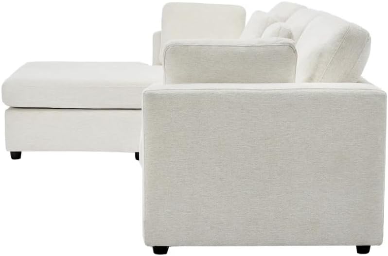 Modern 2-Piece Upholstered Sectional Sofa with Convertible Chaise Lounge - White, Left Hand Facing - Image 4