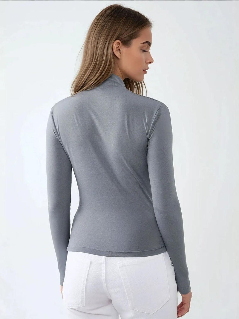 HICCUP High Collar Drape Detail Blouse - Image 4