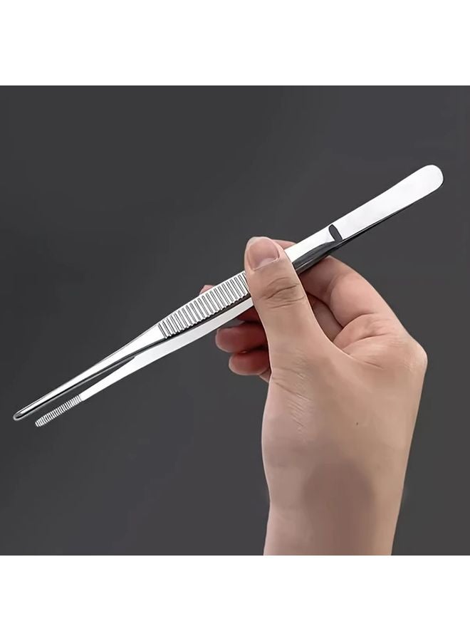 7 09 Inch Curved Stainless Steel Precision Tweezers Non Slip Grip DIY Home Repairs - Image 2