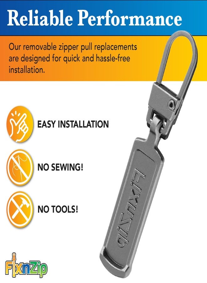 FixnZip Replacement Zipper Pull (4 Pack) (Black Nickel, Medium Large) - Image 3