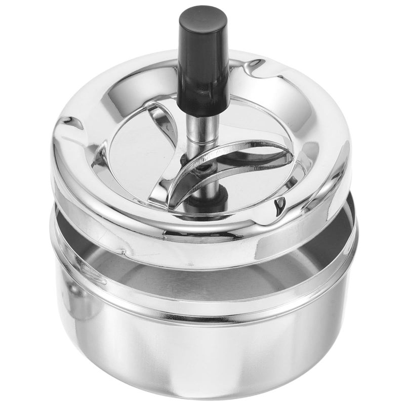 Metal Push Down Ashtray with Lid Smokeless Spinning Tray for Indoor Outdoor Home Office Car Use - Image 2