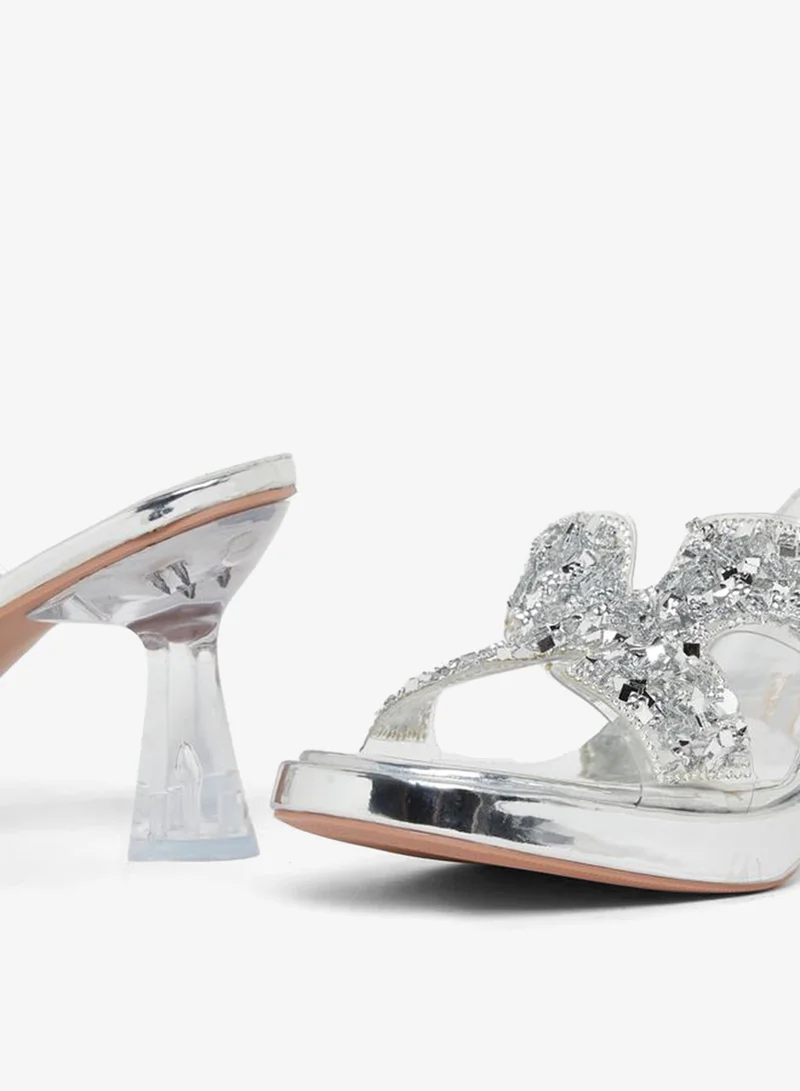 Take Two Embellished Transparent Block Heel Sandals