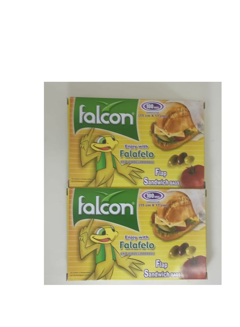 Falconpack Falcon  Pack Of 2 X 100 Bags Sandwich Bags Falafelo 15X17 cm - Image 1