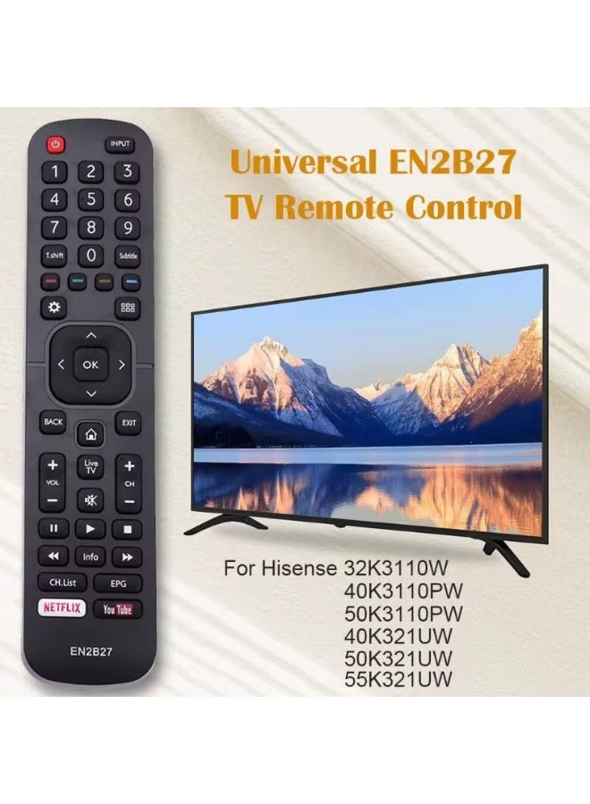 هايسنس ريموت بديل Hisense EN2B27 الذكي • ريموت شامل مع أزرار Netflix و Prime Video و YouTube و Google Play • متوافق مع سلسلة EN2A27/EN2C27/EN2D27 • أسود - Image 2