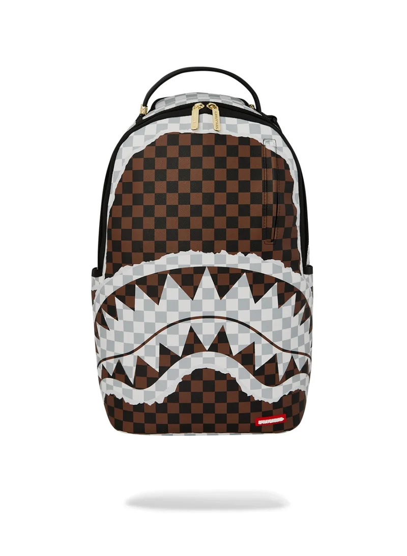 SG CREAM AND BROWN TEAR CHECK BACKPACK