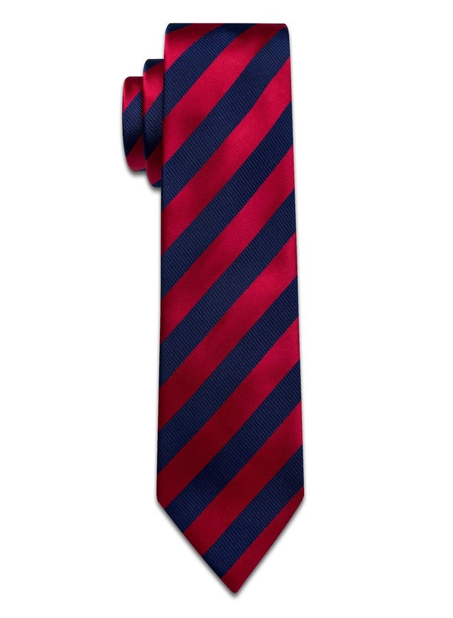YourTies Striped Ties for Men Classic Woven Silk Necktie with Handkerchief Cufflinks Set Formal Business Party Wedding, A Red Blue Striped, One size - Image 5