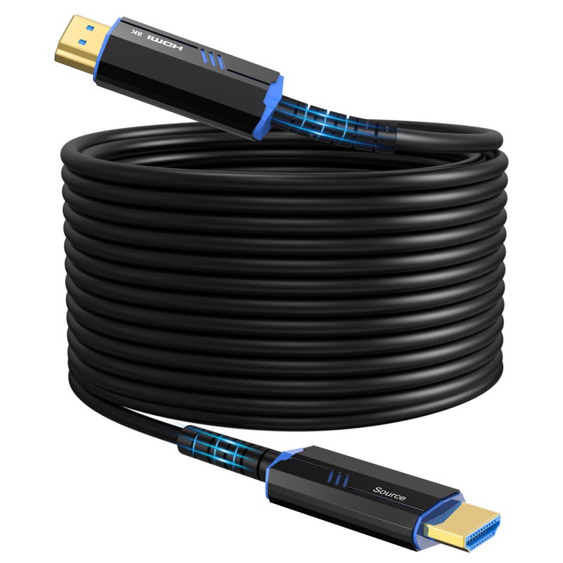 كابل HDMI ألياف بصرية 8K بطول 165 قدم 50 متر HDMI 2.1 كابل 165 قدم 8K60Hz 4K120Hz 48Gbps عالي السرعة يدعم HDR متوافق مع PC HDTV بلاي ستيشن 4 PS5 إكس بوكس سيريس X RTX4090 RTX4080