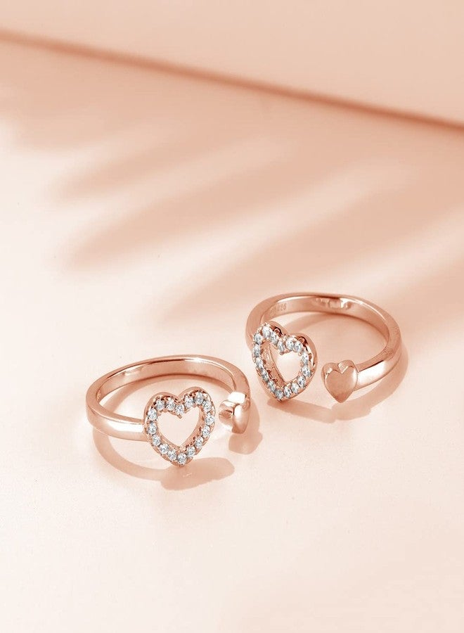 ZAVYA 925 Sterling Silver Cubic Zirconia Heart Rose Gold Plated Toe Ring for Women | Stylish Silver Jewellery | Gift for Women | With Certificate of Authenticity and 925 Hallmark - Image 2