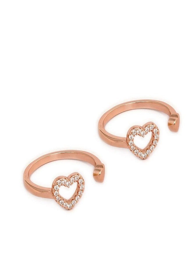 ZAVYA 925 Sterling Silver Cubic Zirconia Heart Rose Gold Plated Toe Ring for Women | Stylish Silver Jewellery | Gift for Women | With Certificate of Authenticity and 925 Hallmark - Image 1
