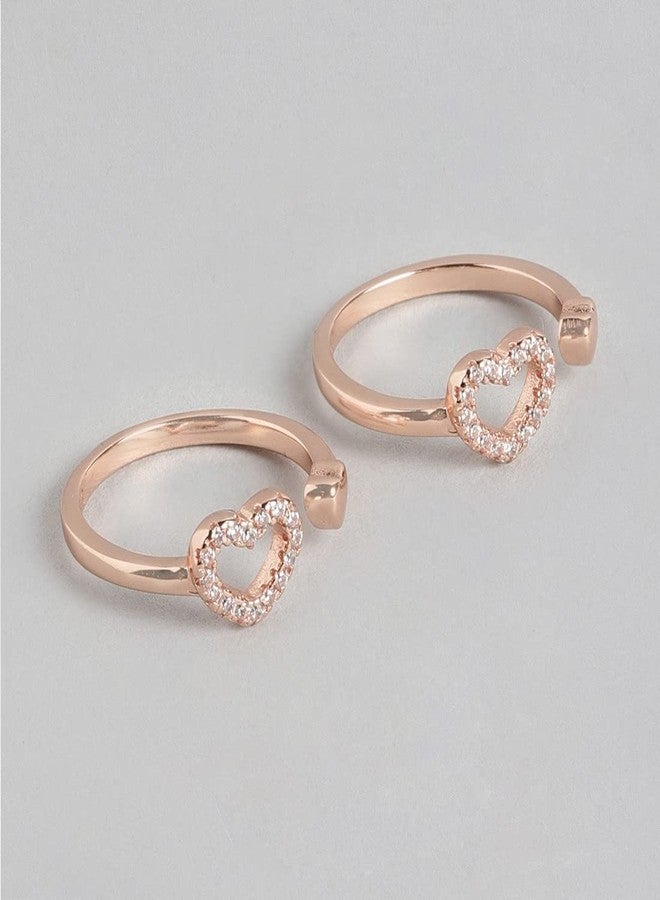 ZAVYA 925 Sterling Silver Cubic Zirconia Heart Rose Gold Plated Toe Ring for Women | Stylish Silver Jewellery | Gift for Women | With Certificate of Authenticity and 925 Hallmark - Image 4