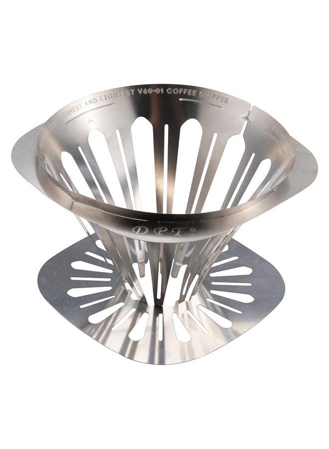 DPT Stainless steel Coffee Filter Dripper, speciality coffee, Silver, Size 10.3*9*6.5 Cm - Image 1