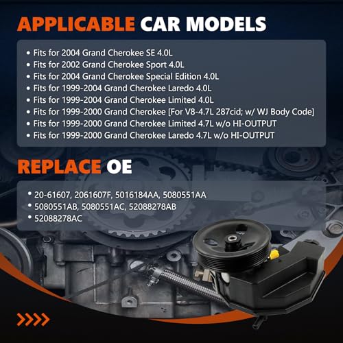 Daysyore Power Steering Pump 2061607 Fits for 19992004 Grand Cherokee For L640L 242cid 40L47L Power Assist Pump Replace OE 2061607 2061607F 5016184AA - Image 4