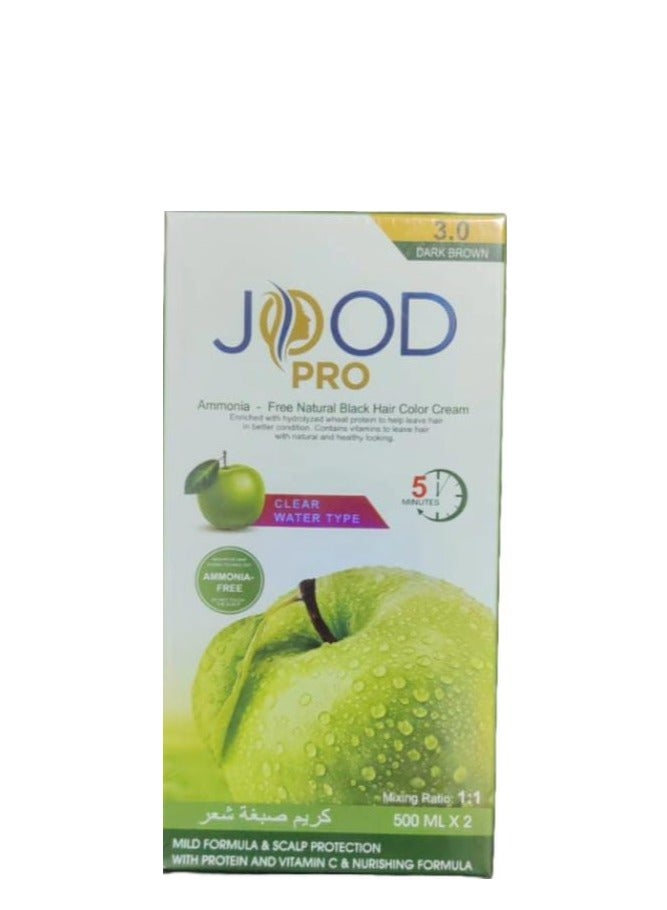 جود برو كريم صبغة شعر تفاح خالية من الأمونيا كريم 500 مل + مثبت 500 مل لون أسود طبيعي