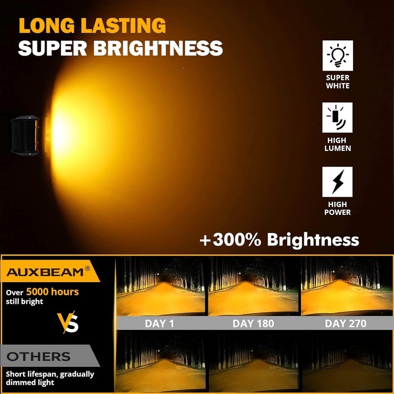 أوكسبيم مصابيح أوكسيم الأمامية LED مقاس 4 بوصة، 120 واط 12000 لومن، مزيج شعاع مركز/منتشر ثلاثي الصفوف لشريط الإضاءة الريفي، 6 أوضاع، لون مزدوج (أصفر/أبيض)، مصاب��ح ضباب مساعدة وامضة للشاحنات، SUV، ATV، UTV، جيب، قطعتين. - Image 3