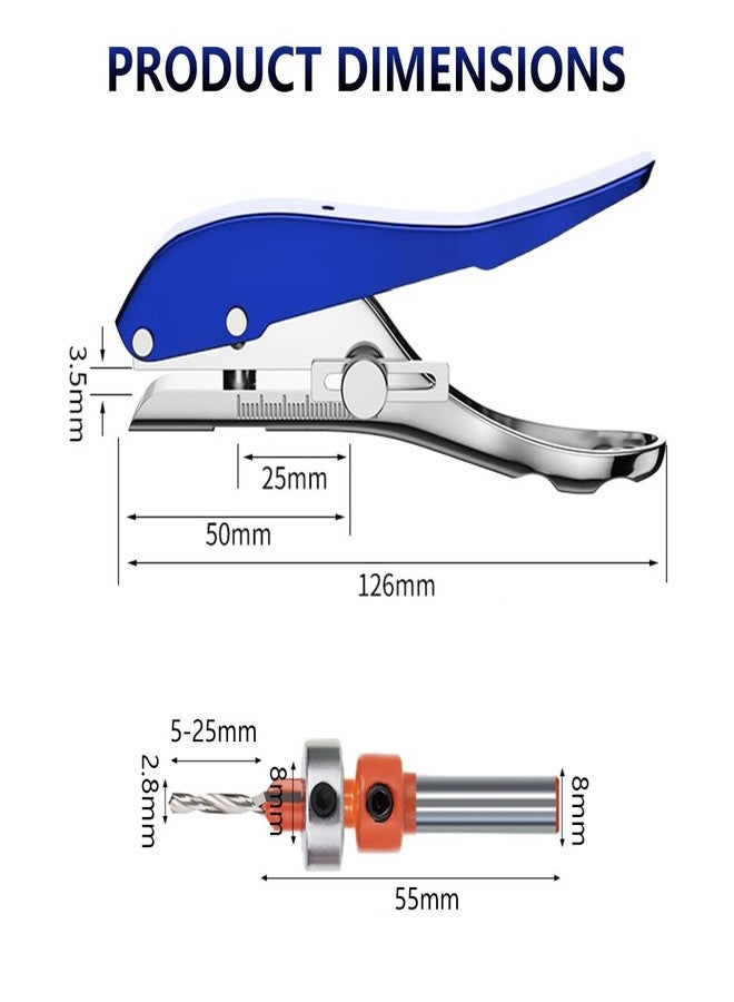 Serplex® Heavy Duty Single Hole Punch 8mm Handheld Hole Punch Tool with Drill & Drill Stop Collar, Maximum Thickness 1.2mm Punching Tool, Paper Puncher for Wooden Edge Bands, Plastic Sheets, Paper - Image 2