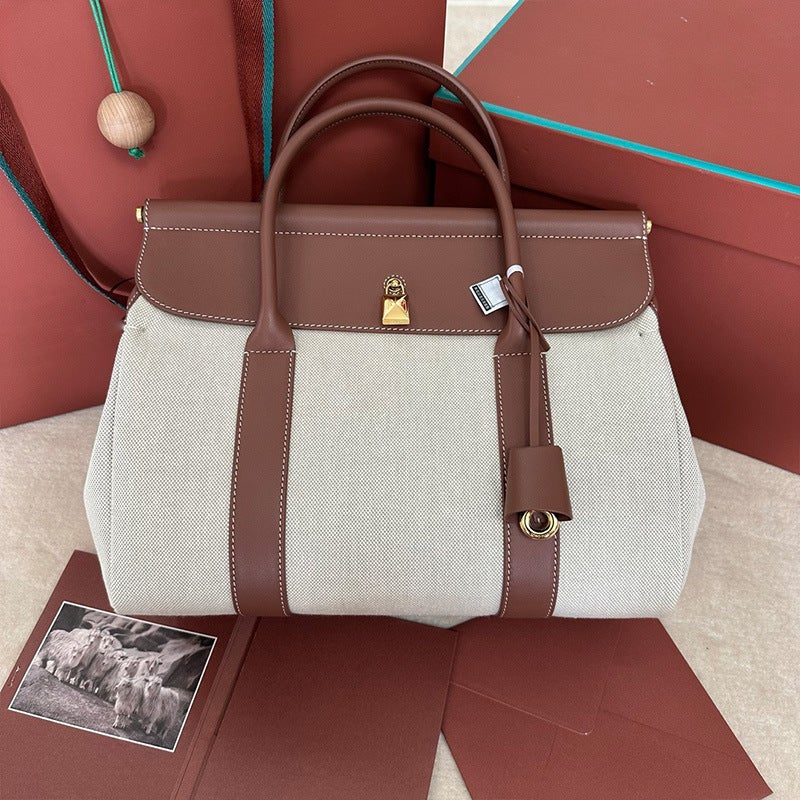 Women's Large Capacity Leather Tote Bag with Crossbody Strap - Image 3