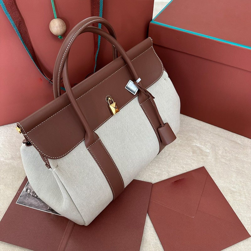 Women's Large Capacity Leather Tote Bag with Crossbody Strap - Image 2