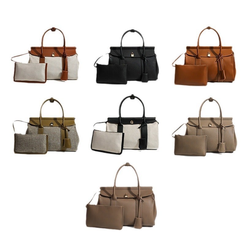 Women's Large Capacity Leather Tote Bag with Crossbody Strap - Image 5