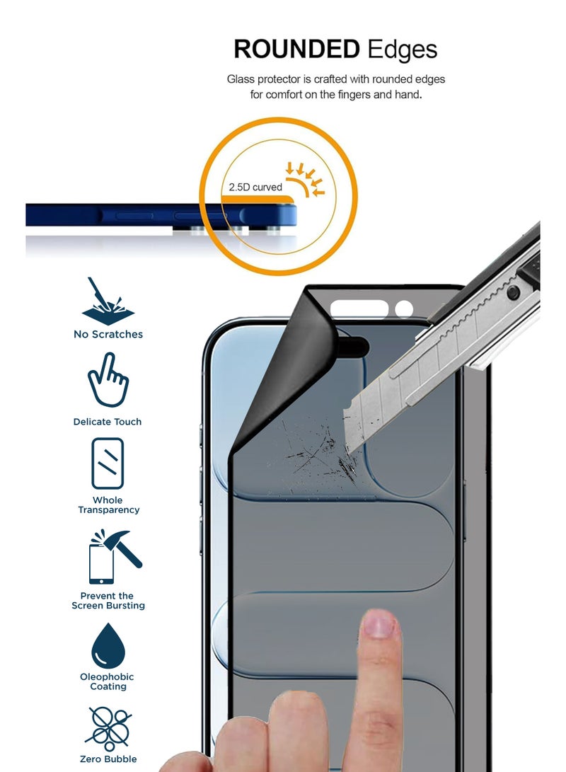 BYTER For Apple iPhone 17 Air - Privacy Matte Ceramic Glass Screen Protector - Black - Image 2