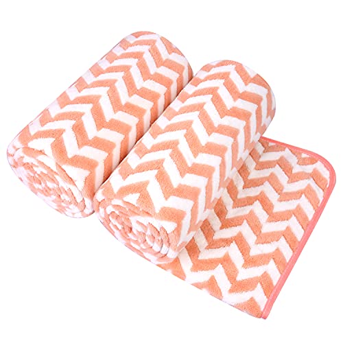 JML Microfiber Bath Towels Bath Towel 2 Pack30 x 60 Oversized Soft Super Absorbent and Fast Drying Multipurpose Use for Sports Fitness Yoga Chevron Red