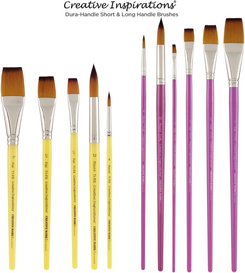 Creative Inspirations Dura-Handle Flat 1 Inch Short Handle Paint Brush - Solid Resin Handle, Synthetic Taklon Paint Brushes, Flat Brush for Oils, Acrylics, Watercolors - Handles Will Not Chip or Crack - Image 3