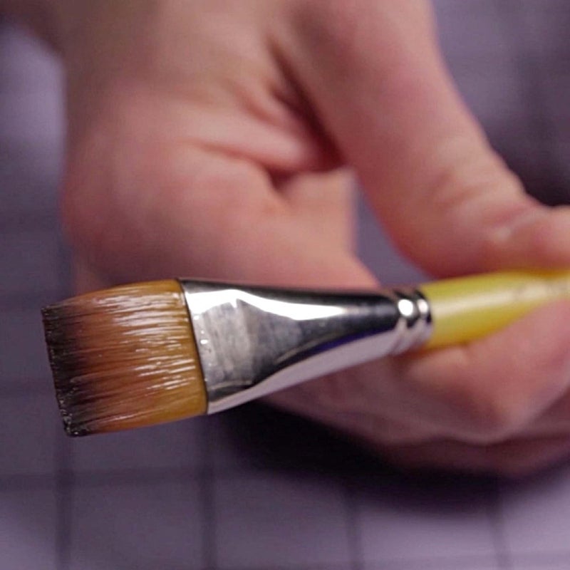 Creative Inspirations Dura-Handle Flat 1 Inch Short Handle Paint Brush - Solid Resin Handle, Synthetic Taklon Paint Brushes, Flat Brush for Oils, Acrylics, Watercolors - Handles Will Not Chip or Crack - Image 4