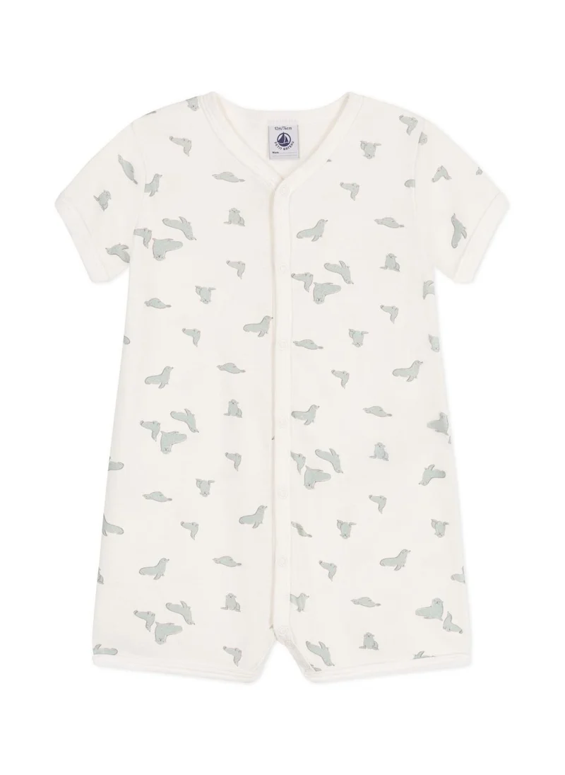 Petit Bateau Babies' short cotton whale pattern jumpsuit