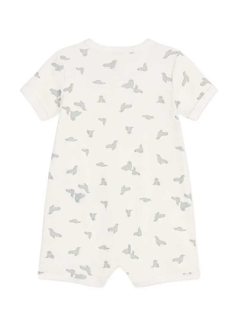 Petit Bateau Babies' short cotton whale pattern jumpsuit