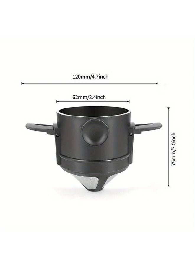 Black Stainless Steel Portable Foldable Coffee Filter For Hand Pour Over Brewing Travel Home Use - Image 5