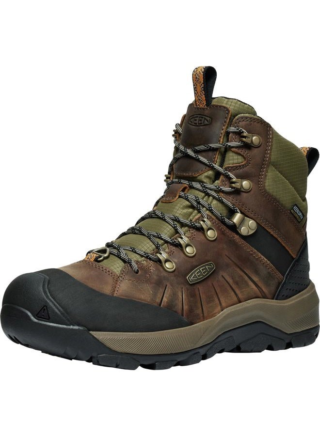 Keen Men's Revel 4 Mid Height Polar Insulated Waterproof Snow Boots, Bison/Orange Pepper, 9.5 - Image 1