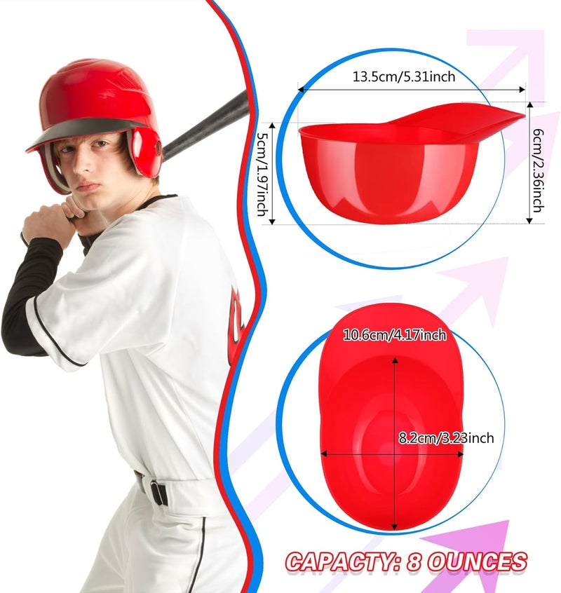 Tendiren 24 Pack Mini Baseball Helmet Ice Cream Bowls 8 oz Helmets Plastic Baseball Snack Cups Kids Helmet Bowls with 24 Dessert Spoons for Birthday Party Supplies Red Blue and White - Image 2