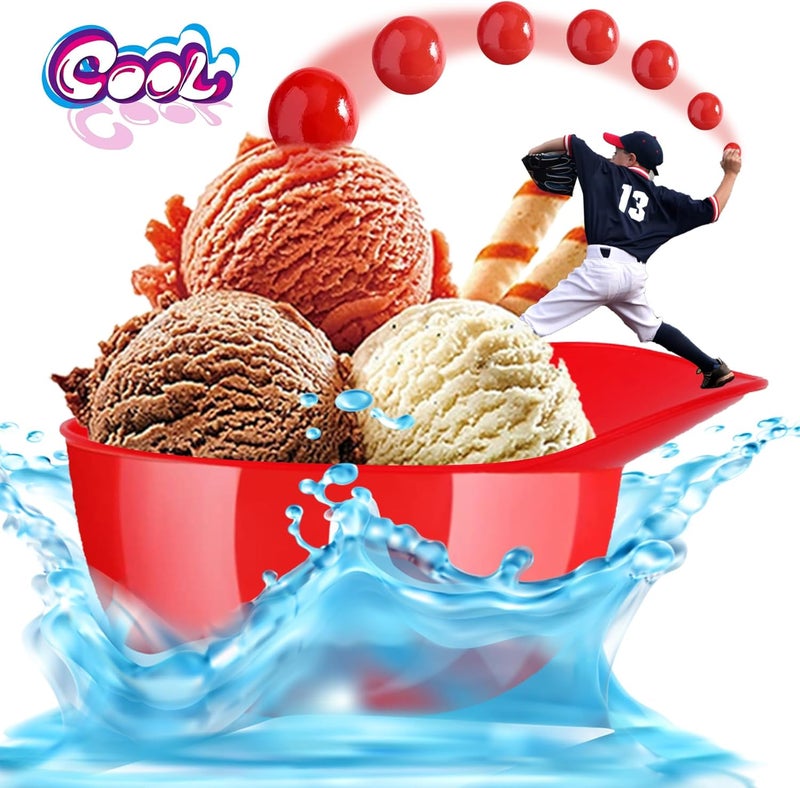 Tendiren 24 Pack Mini Baseball Helmet Ice Cream Bowls 8 oz Helmets Plastic Baseball Snack Cups Kids Helmet Bowls with 24 Dessert Spoons for Birthday Party Supplies Red Blue and White - Image 4