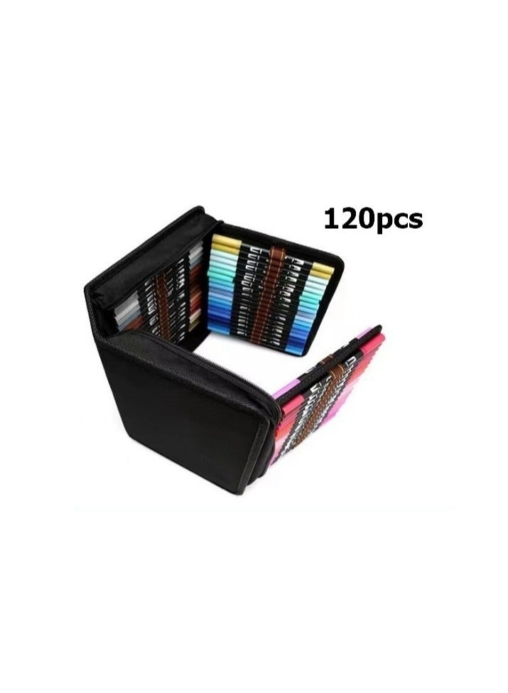 120 Colors Double-ended watercolor pen, Highlighter 120 Art Markers, 0.4mm Fine liners  Brush Tip Watercolor Pen Set for Adult and kids Coloring Books, Calligraphy, Hand Lettering, Note Taking - Image 4