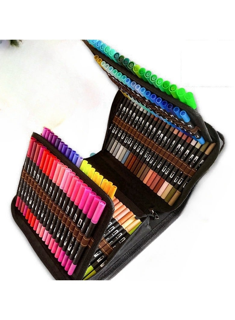 120 Colors Double-ended watercolor pen, Highlighter 120 Art Markers, 0.4mm Fine liners  Brush Tip Watercolor Pen Set for Adult and kids Coloring Books, Calligraphy, Hand Lettering, Note Taking - Image 1