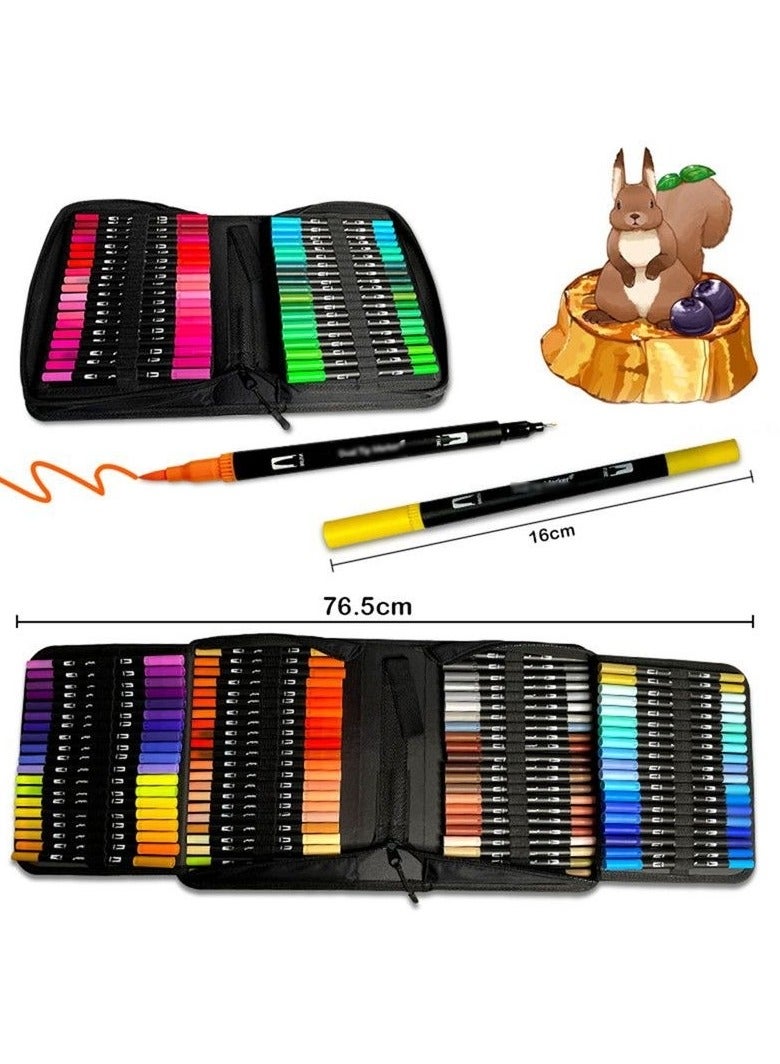 120 Colors Double-ended watercolor pen, Highlighter 120 Art Markers, 0.4mm Fine liners  Brush Tip Watercolor Pen Set for Adult and kids Coloring Books, Calligraphy, Hand Lettering, Note Taking - Image 3