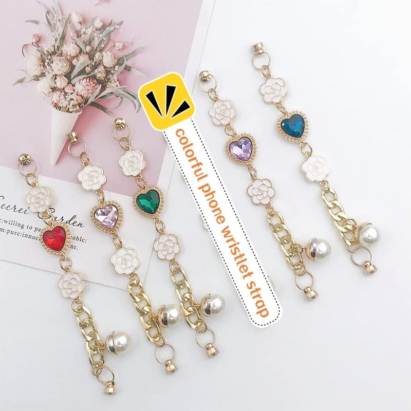 Klarako 5-Color Phone Case Chain Strap - DIY Rhinestone Heart & Flower Decorative Charm - Image 5