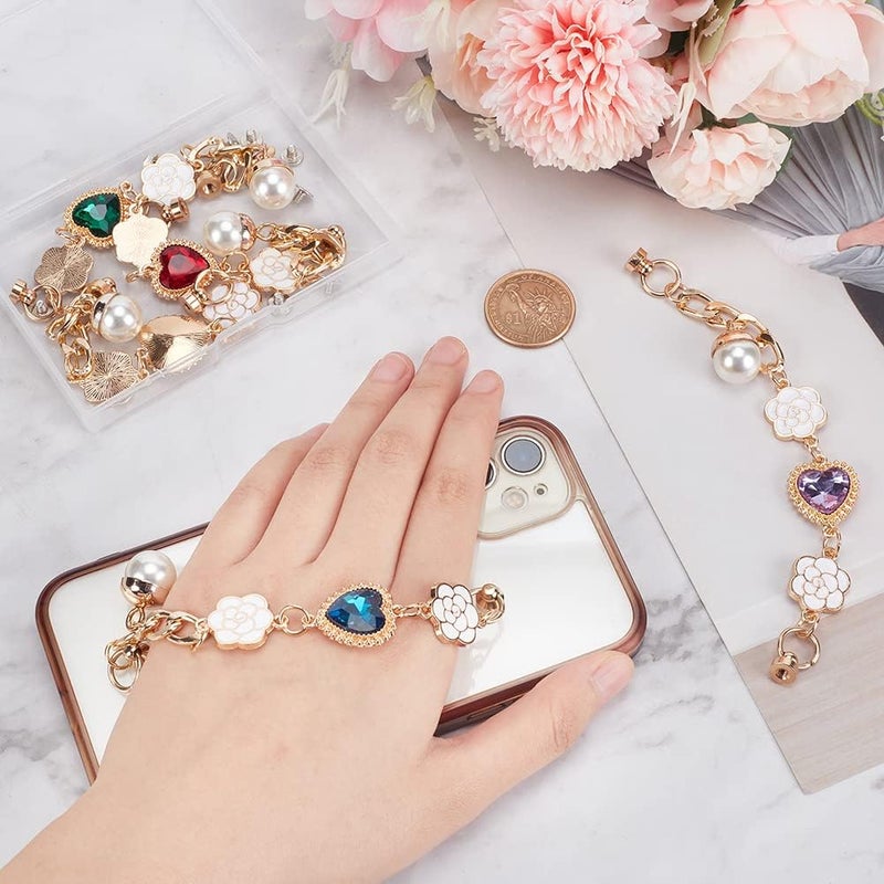 Klarako 5-Color Phone Case Chain Strap - DIY Rhinestone Heart & Flower Decorative Charm - Image 4
