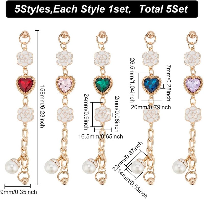 Klarako 5-Color Phone Case Chain Strap - DIY Rhinestone Heart & Flower Decorative Charm - Image 2