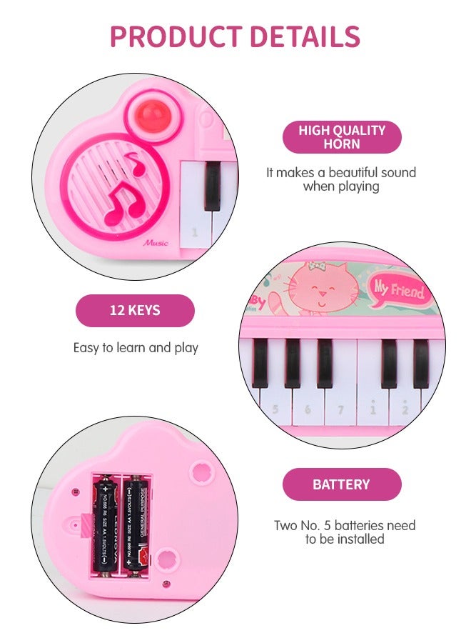 GROIC Kids Keyboard Piano Portable Electronic Musical Instrument Multi-Function Music Keyboard Piano for Kids Early Learning Educational Toy-Pink - Image 3