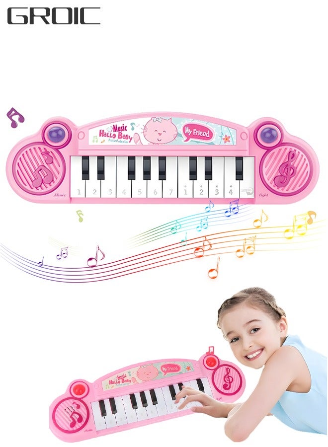 GROIC Kids Keyboard Piano Portable Electronic Musical Instrument Multi-Function Music Keyboard Piano for Kids Early Learning Educational Toy-Pink - Image 1