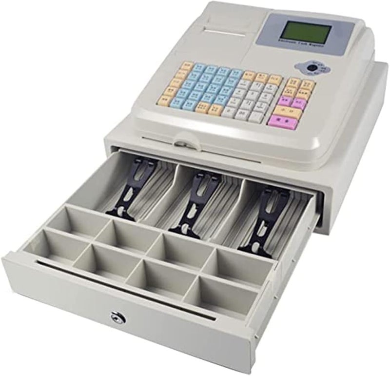 BEZAX Cash Register Electronic POS System Cash Register with 3 Bill 8 Coin,Removable Cash Tray and Thermal Printer,48-Keys 8-Digital LED Display Multifunction Cash Register for Small Businesses - Image 2