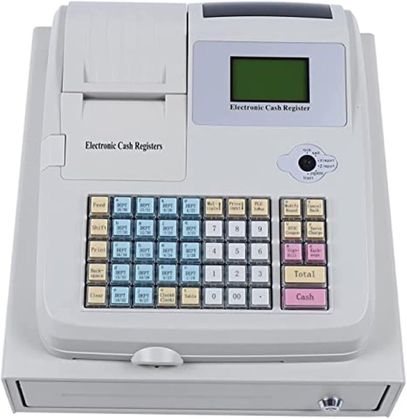 BEZAX Cash Register Electronic POS System Cash Register with 3 Bill 8 Coin,Removable Cash Tray and Thermal Printer,48-Keys 8-Digital LED Display Multifunction Cash Register for Small Businesses - Image 1