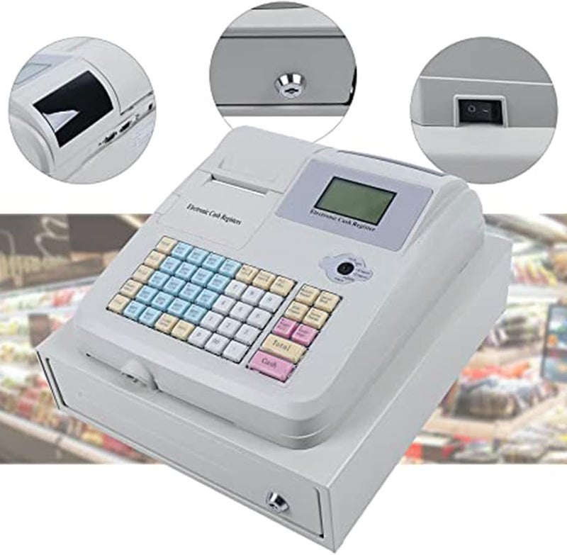 BEZAX Cash Register Electronic POS System Cash Register with 3 Bill 8 Coin,Removable Cash Tray and Thermal Printer,48-Keys 8-Digital LED Display Multifunction Cash Register for Small Businesses - Image 4