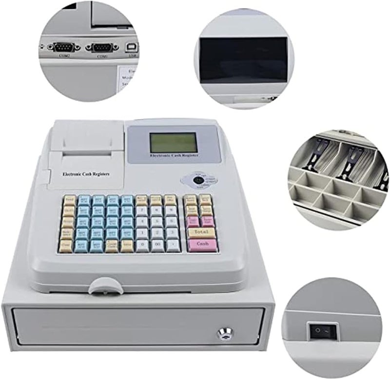BEZAX Cash Register Electronic POS System Cash Register with 3 Bill 8 Coin,Removable Cash Tray and Thermal Printer,48-Keys 8-Digital LED Display Multifunction Cash Register for Small Businesses - Image 3