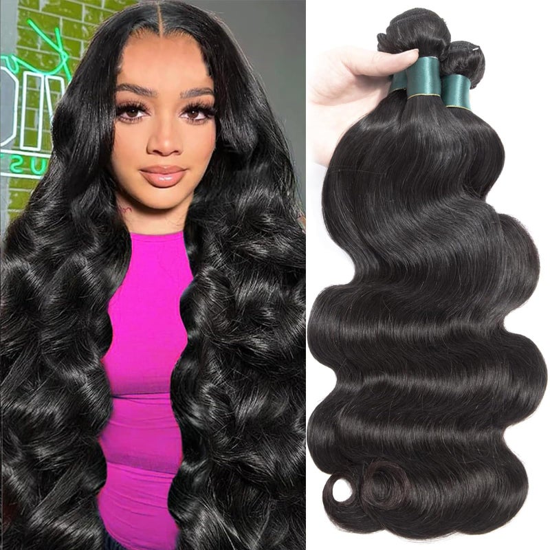 Superfect Human Hair Bundles 22 24 26 Inch Body Wave Bundles Human Hair 12A 100 Unprocessed Brazilian Virgin Hair Weave 3 Bundles Natural Black Color 22 24 26 Body Wave 3 Bundles