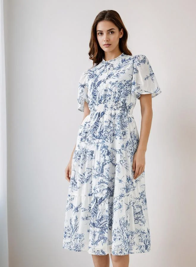 سبلاش فيڤ فستان ميدي من الفيسكوز بطبقات وأكمام فراشة