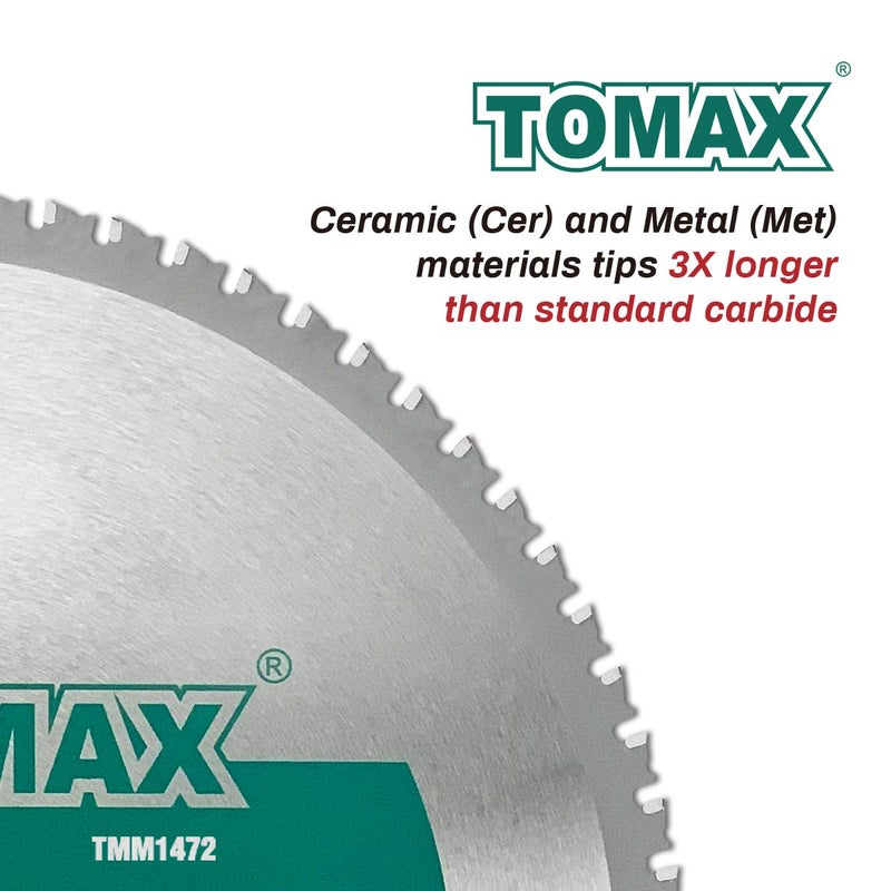 TOMAX 14 Inch 72 Tooth Industrial Level Steel and Ferrous Metal Saw Blade with 1 Inch Arbor - Image 2