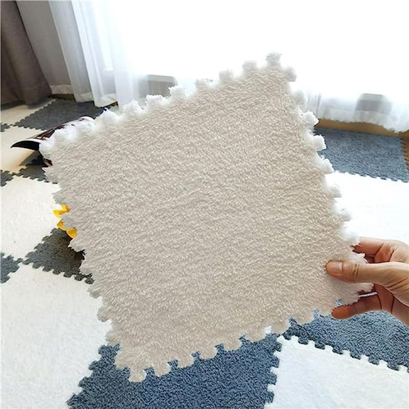 Typutomi 12pcs Plush Puzzle Foam Floor Mat, Soft Thicken Fluffy Interlocking Square Foam Tiles Area Rugs Carpet for Parlor Bedroom Decoration(11.8x11.8x0.55in,Purple&Pink) - Image 4