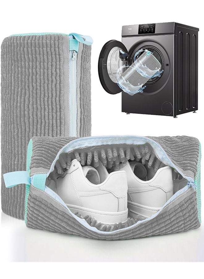 2PCS Shoe Washing Bag for Washing Machine, Reusable Trainer Washing Machine Bag with Zipper, 360° Protection Trainer Heavy-Duty Laundry Shoe Bag Shoe Cleaning Bag for All Shoe Types - Image 1