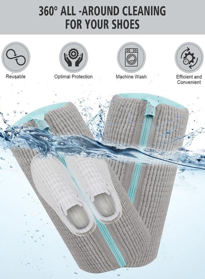 2PCS Shoe Washing Bag for Washing Machine, Reusable Trainer Washing Machine Bag with Zipper, 360° Protection Trainer Heavy-Duty Laundry Shoe Bag Shoe Cleaning Bag for All Shoe Types - Image 4